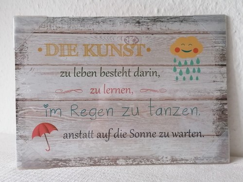 Blechschild 28x12cm - Spruch 'Lerne Im Regen Zu Tanzen' Deko Geschenk