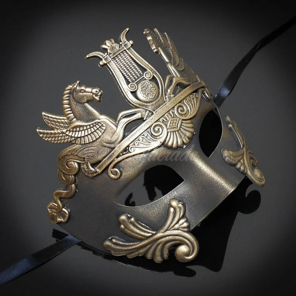 Greek Roman Gladiator Masquerade Masks Gold - Image 3 of 4