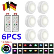 RGB LED Schrankleuchten Spot Batteriebetrieben Nachtlicht mit 1/2 Fernbedienung