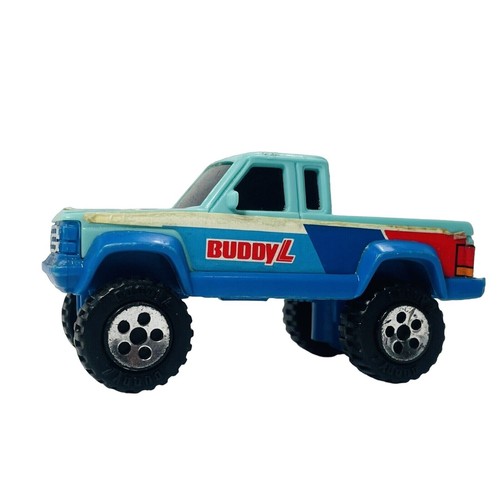 Buddy L Red White Blur Vintage Pickup Truck Toy Chunky Tired 4.25 Inch - Picture 2 of 13