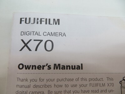 FUJIFILM X70 Digital Camera Owner's Manual - | eBay
