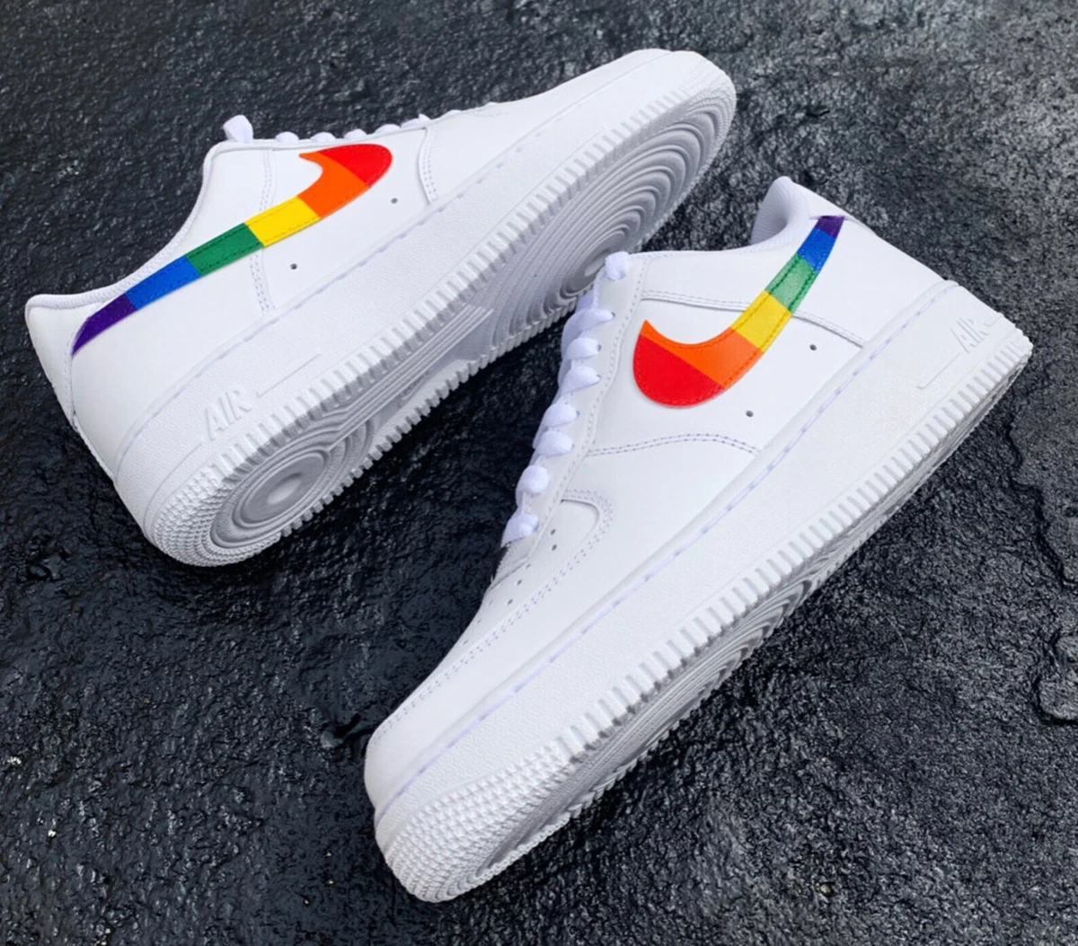 Nike Air Force 1 Custom Shoes Colorful Rainbow Pride Swoosh