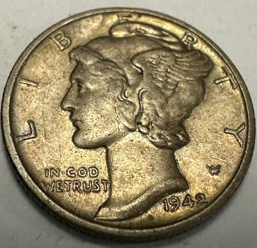 1942 P Mercury Dime Toned AU-Uncirculated Beauty  Lot # MD 1942-P TD