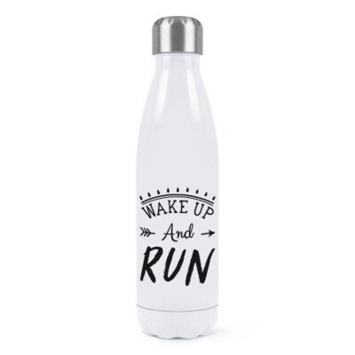 Wake Up And Run Runner Doppelwandige Trinkflasche Laufen Marathon Lustig