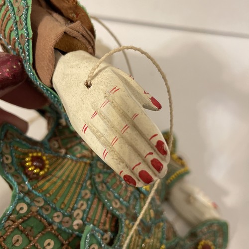 Oriental Puppet marionette wooden painted face traditional string 14” Vintage - Picture 10 of 12