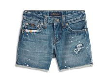 Polo Ralph Lauren Little  Big Girls Paint-Splatter-Print Cotton Denim Shorts