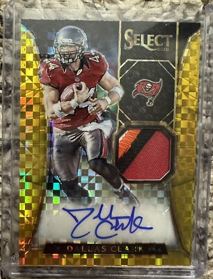 2016 Select Football Dallas Clark Gold Game Used Patch Auto #4/10 