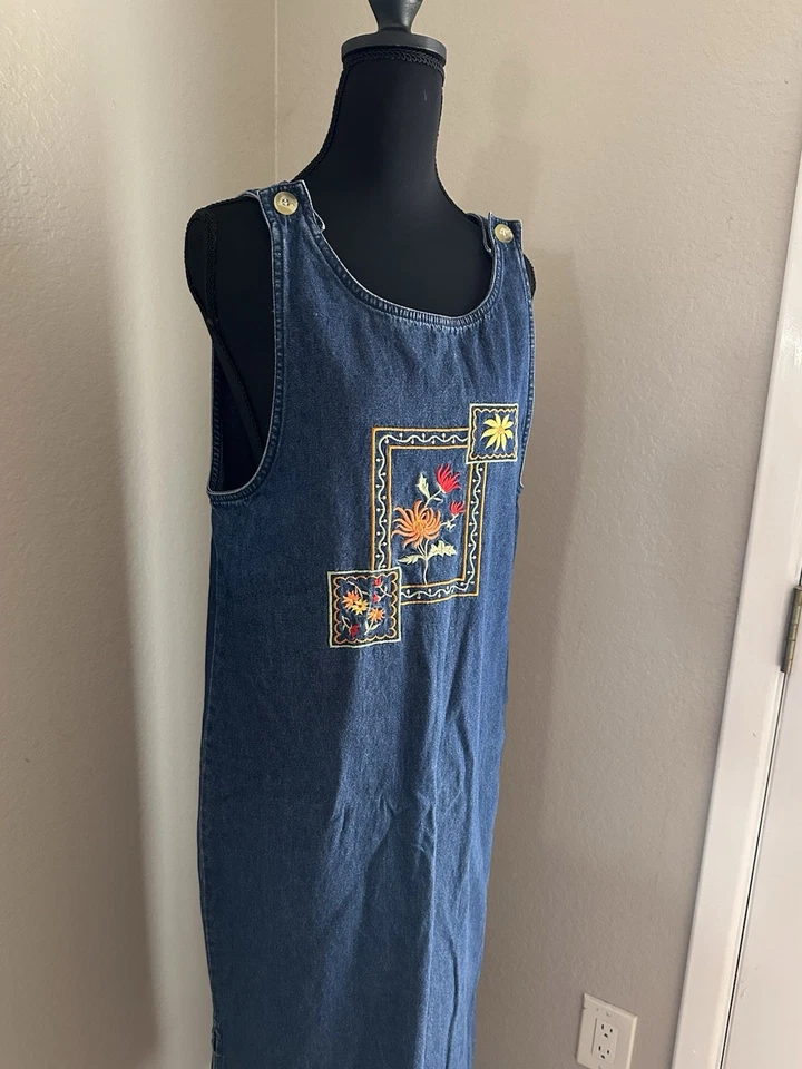 Maxi Jersey Años 90 Vintage TY Original Wear Bordado Denim Botón Talla 8 Foto 2 de 4