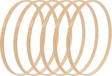 8" Wooden Bamboo Floral Hoop Rings - 6 Pack for DIY Wreath  Wall Decor
