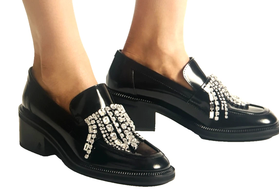 Jimmy Choo Black Soft Shiny Calf Patent Leather Velvet Panel Loafers EUC 42.5 Jimmy Choo Ivy Patent Leather Loafers | Saks Fifth Avenue main image 3