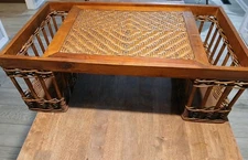 1960s Wicker Tray/Lap Desk W/ Service Tray, Two Large Side Storage, Impressive!