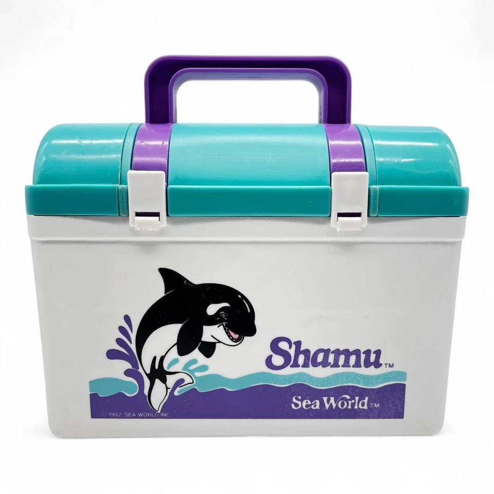 Fiambrera Shamu Sea World De Colección Seaworld Orca Killer Whale 1992 con Termo Foto 2 de 4