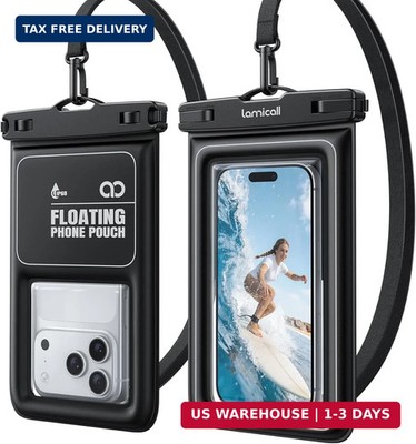 Lamicall IP68 Floating Waterproof Phone Pouch - [2 Pack][Anti-Pop Lock] Dustproo