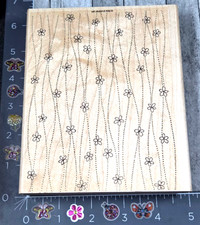 Stampin' Up Dots and Daisies Flowers Background Design Rubber Stamp Wood A26