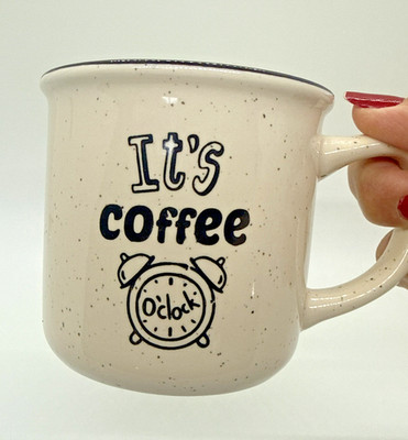 Simply Home Ceramic Mug Cream Speckled It s Coffee O Clock Coffee Teacup Rustic