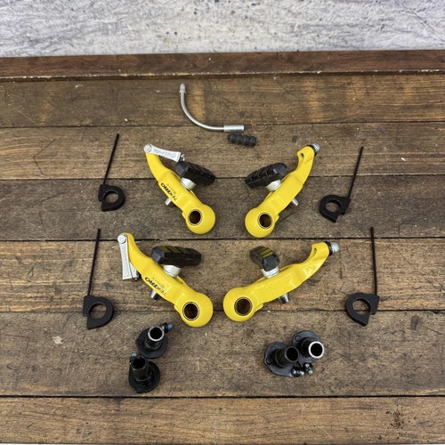 Tektro Mini-V V-Brake Caliper Set Yellow F/R MTB Hybrid Bike Linear Pull Brake