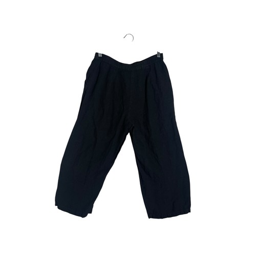 Eileen Fisher Leinen Cropped Wide Leg Hose Relaxed Fit Schwarz, Made in Italy - Bild 2 von 7
