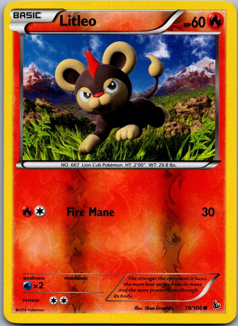 Litleo 19/106 Common Flashfire Pokemon Reverse Holo Near Mint