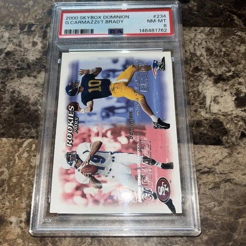 2000 SKYBOX DOMINION TOM BRADY GIOVANNI CARMAZZI #234 ROOKIE RC PSA 8 NM-MT
