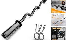 Olympic EZ Curl Barbell Bar 47", 2-Inch Curl Bars for Weight Lifting,Hip Black
