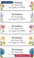 Return Address Labels - Personalized Flower Address Stickers on Sheets 50-1000