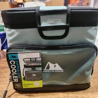 9 Can 6 Quart Zipperless Soft Sided Cooler Bag Green, Hard Body Lined NEW W/Tags