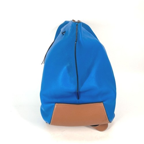 LOEWE Anton Crossbody Bag Bicolor Leather Blue Brown Women Used Authentic