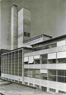 ZueRICH  ZH ETH-Fernheizkraftwerk Kesselhaus Kuehlturm Industriebau Glasfassade 