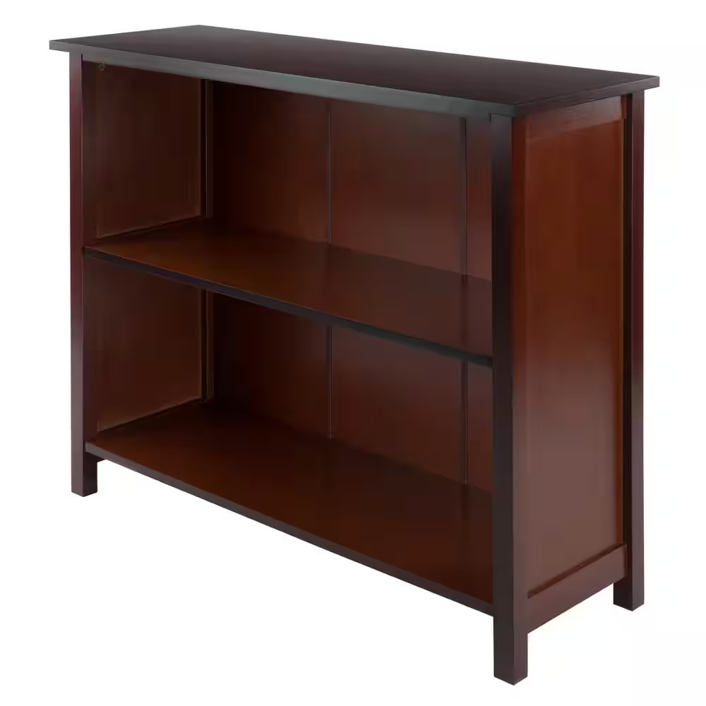 Winsome Wood Bookcase Wide Shelf Walnut Finish Closed Back S
