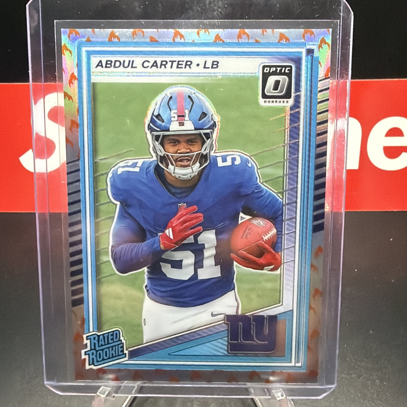 2025 Panini Donruss Optic Abdul Carter Fire Emoji SSP #300 Giants