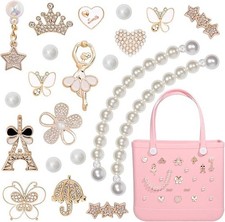 Charms for Bogg Bag, Pearls Butterfly Flowers Bag Accessories...