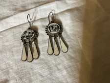 Handcrafted Inlaid Mother of Pearl & Sterling Silver Dangle Earrings