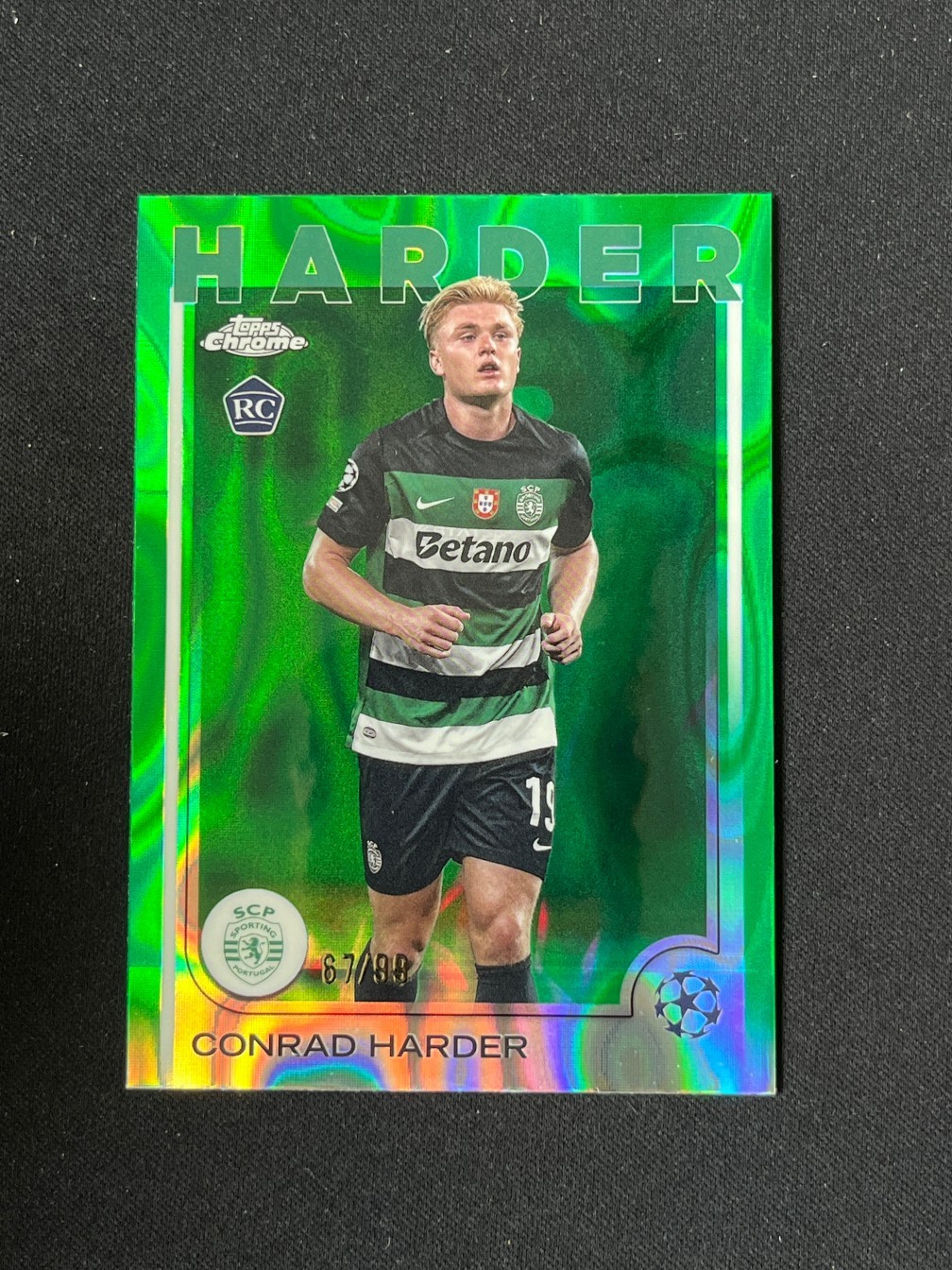 Conrad Harder 2024-25 Topps Chrome UCC Green Lava Refractor 67/99 RC #177