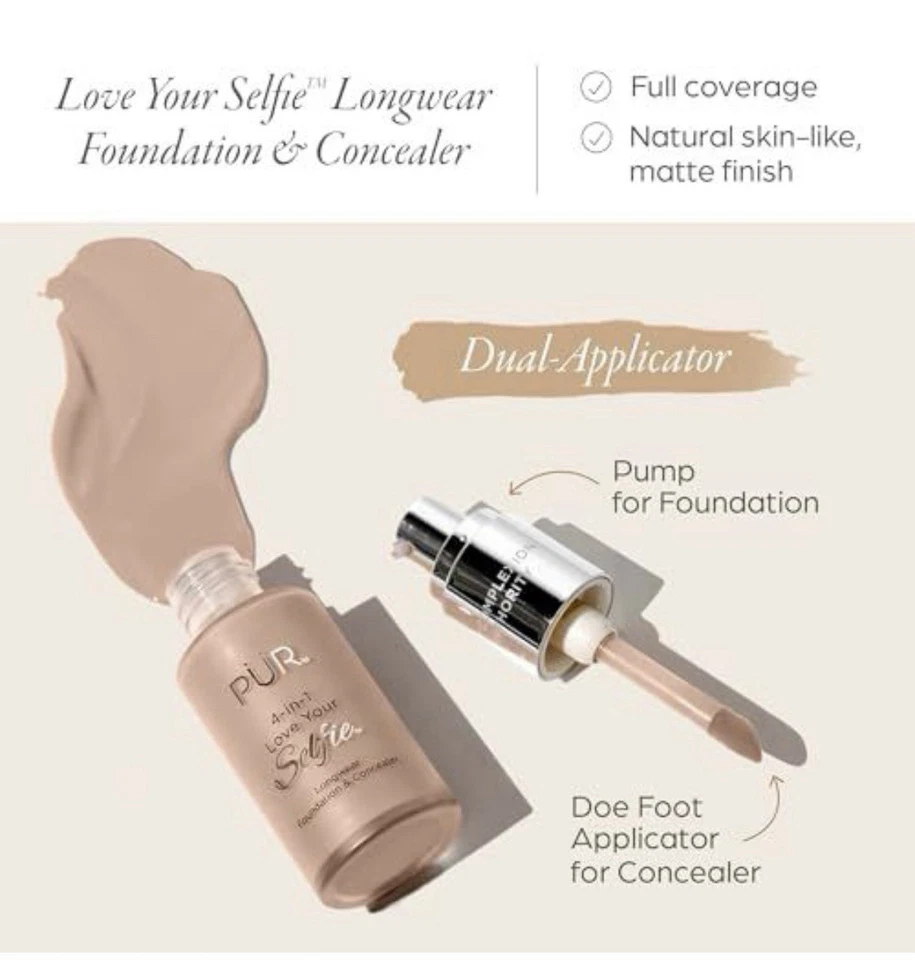 PUR MINERALS 4-in-1 Love Your Selfie Longwear Foundation & Concealer, Full Cover - Image 4 of 4