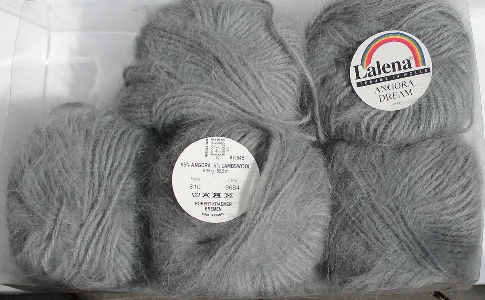 125g Angora 95%  Vintage Rarität Langhaar Angora Dream von Lalena mittelgrau - Bild 1 von 1