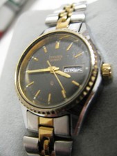 CITIZEN WOMAN WATCH 6000-072944 TWO TONE BLACK DIAL VINTAGE