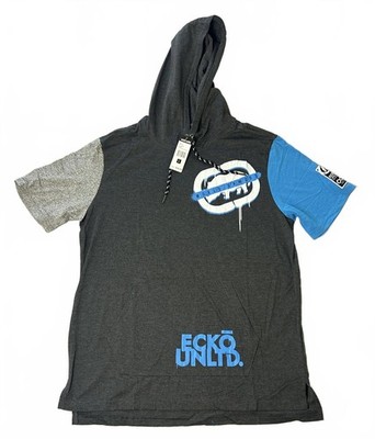Ecko Unltd. Color Block Short Sleeve Hoodie Mens Large NWT Graffiti Art