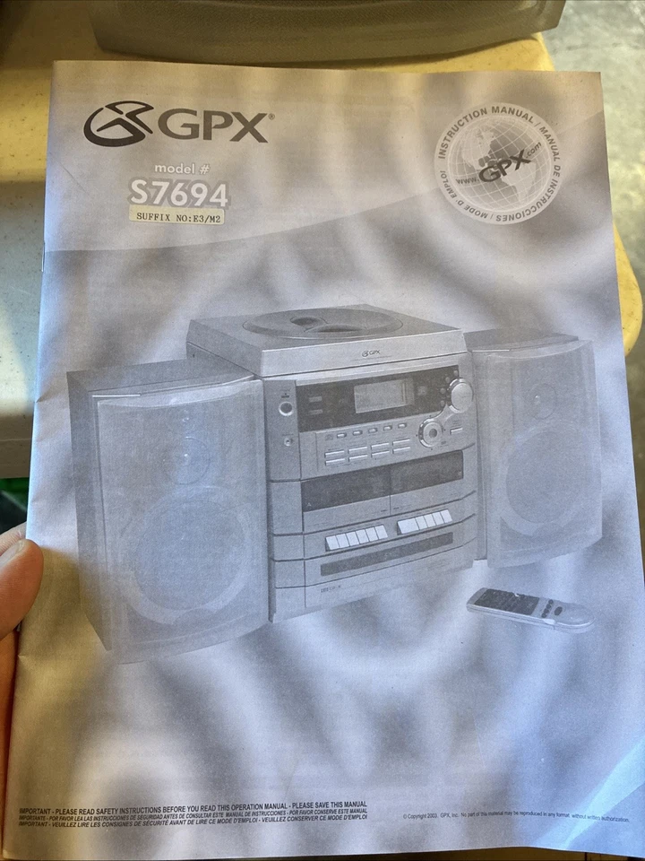 GPX 5-Compact Disc Stereo Home Music System w/ Speaker Model S7694 Read Descrip! - Image 3 of 4