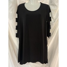 LITTLE BLACK DRESS Women’s Medium Swing Pullover Cutout 3/4 Sleeve NEW