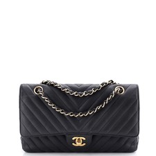 Chanel Classic Double Flap Bag Chevron Caviar Medium