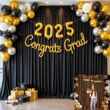 10x10 Black Backdrop Curtain for Parties Wrinkle Free Black Photo Curtains Ba...