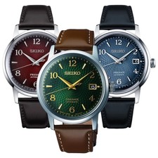 Herren Uhr Presage Automatik Analog Quarz Uhr Mit Leder Armband 40.5mm