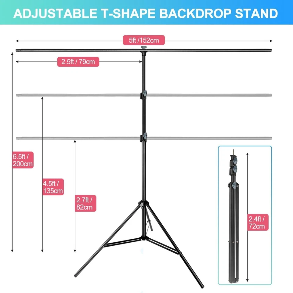 Fondo De Fotografia Negro Solido Para Estudio De Video De 5 X 6 Pies Con Soporte Foto 3 de 4