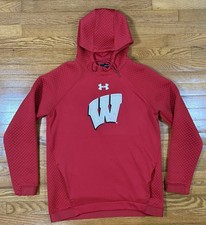 Under Armour Wisconsin Badgers Red Stitched Pullover Hoodie Sweatshirt Adult M