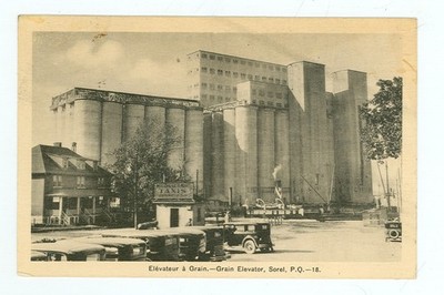 SOREL, PQ-ELEVATEUR A GRAIN-GRAIN ELEVATOR-B/W-#18-PM SOREL,PQ 1937-(FARM-251)