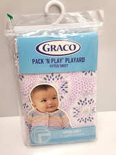 Graco Pack 'N Play Playard Fitted Sheet Janey Lavender Grey Blue Yellow 39"x27"