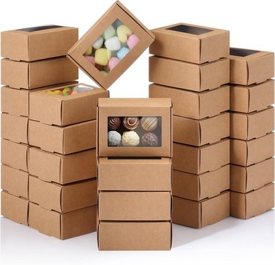 100 Pcs Soap Boxes for Homemade Packaging, Mini Kraft Boxes with Window for