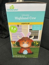 WAY TO CELEBRATE HIGHLAND COW 3.5ft INFLATABLE EASTER HOLIDAY SPRING