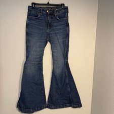 Wrangler Retro High Rise Trumpet Flare Jeans Medium Wash 27x32 boho western