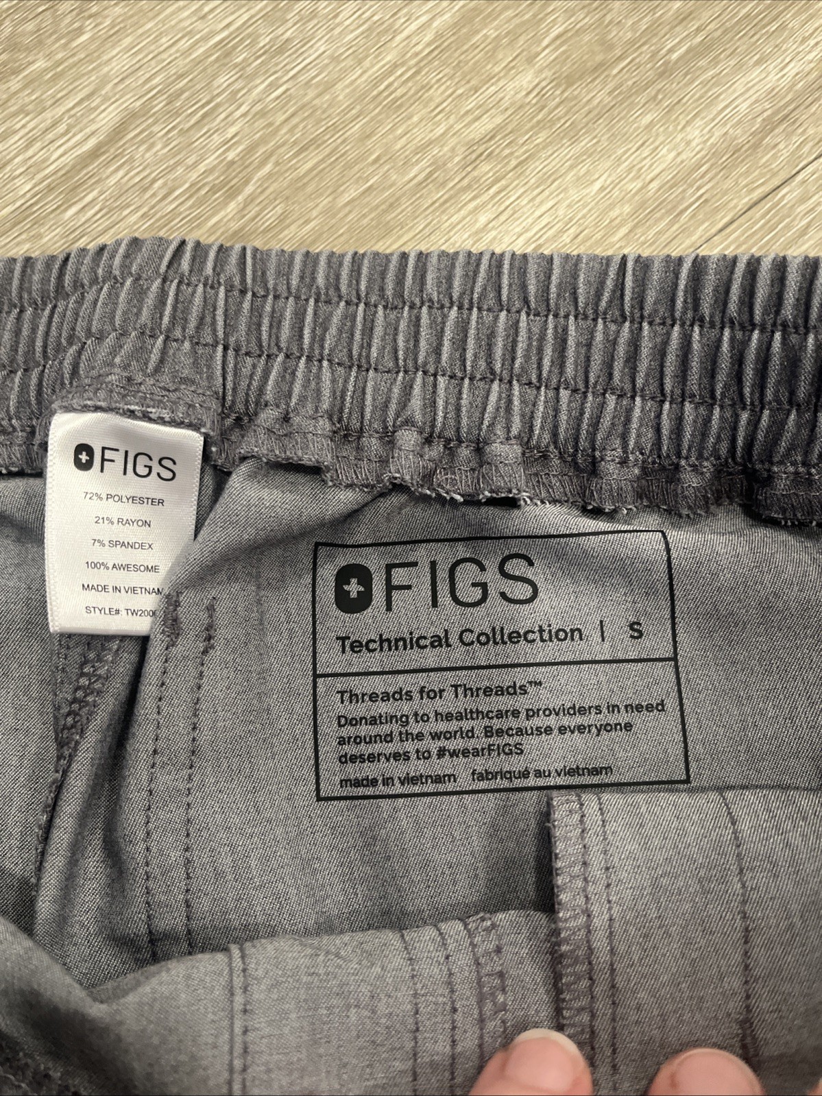 Figs Tech Collection S Gray Drawstring Elastic Sc… - image 2